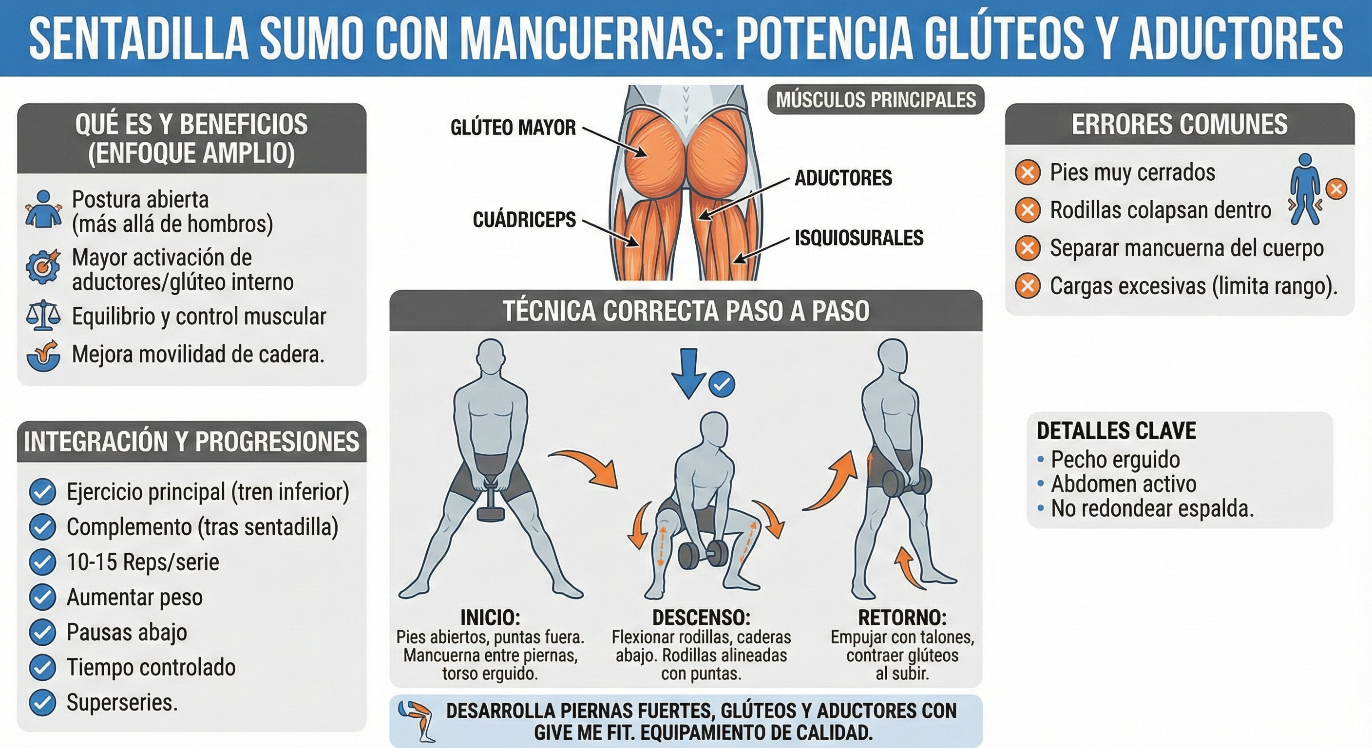 Sentadilla sumo con mancuernas para potenciar glúteos y aductores