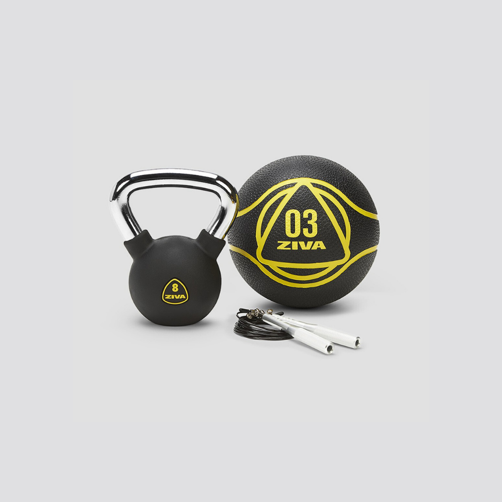 Kettlebell + Ball + Jump Rope Pack · Ziva · Black